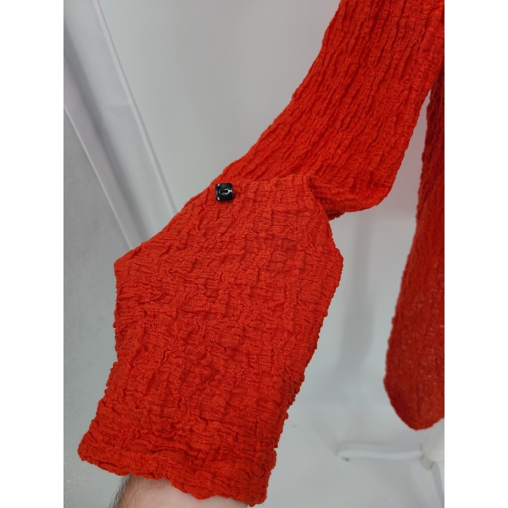 Ali Miles Asymmetrical Boho Lagenlook Tunic Top L Women Red Crinkle Textured - Picture 2 of 12